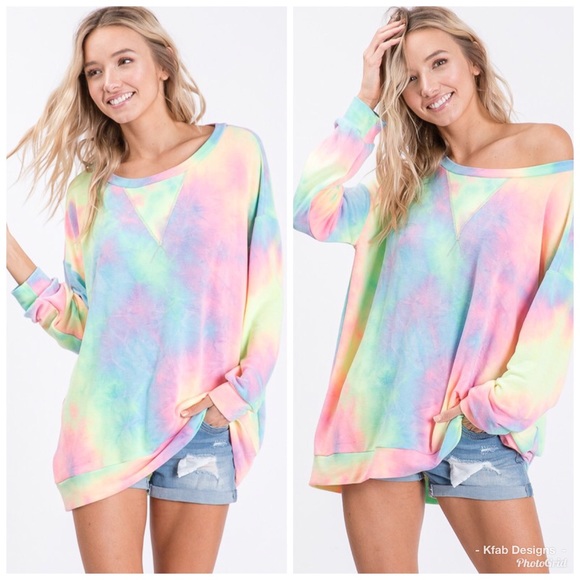 🛍LAST 2! Pastel French Terry Tie Dye Sweatshirt - Picture 5 of 8